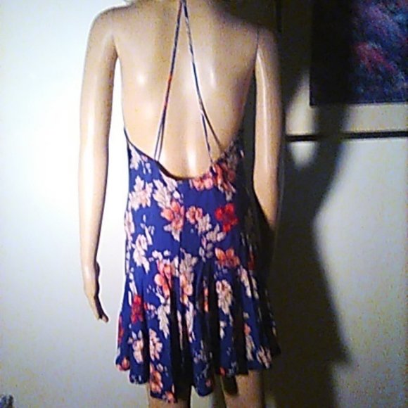 Forever 21 Mini Dress M Navy Floral Sundress - Picture 5 of 5